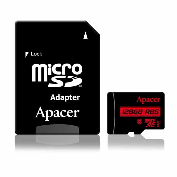 Apacer microSDXC UHS-I U1 Class10 (R85MB/s) 128GB Adapter｜AP128GMCSX10U5-R