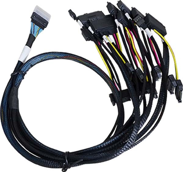 Areca SFF-8654 74P to 8x SFF-8639 with power ケーブル 1m 92.5ohm｜26II-1C5439-1M00-U3