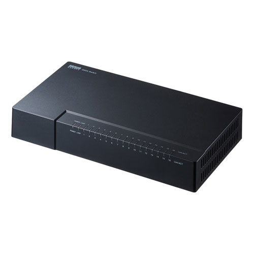 サンワサプライ ギガビット対応 スイッチングハブ(16ポート･マグネット付き･ブラック)｜LAN-GIGAP1602BK