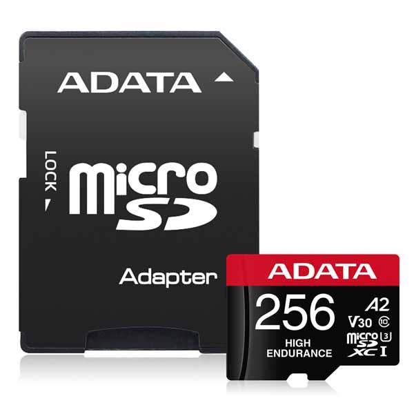 ADATA High Endurance microSDXC 256GB UHS-I U3 Class 10 V30 A2 高耐久メモリーカード｜AUSDX256GUI3V30SHA2-RA1