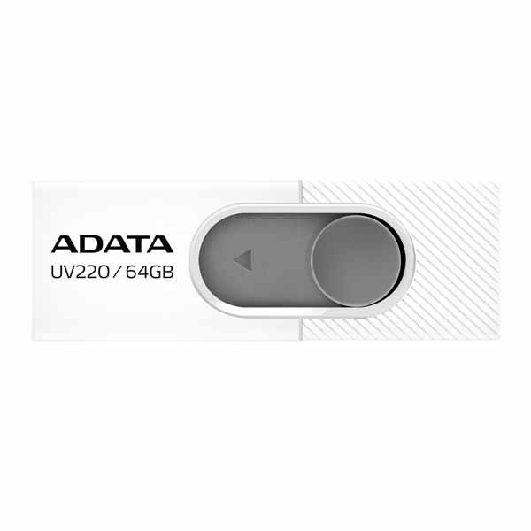 ADATA UV220 USBフラッシュドライブ 64GB USB2.0 ホワイト/グレー｜AUV220-64G-RWHGY