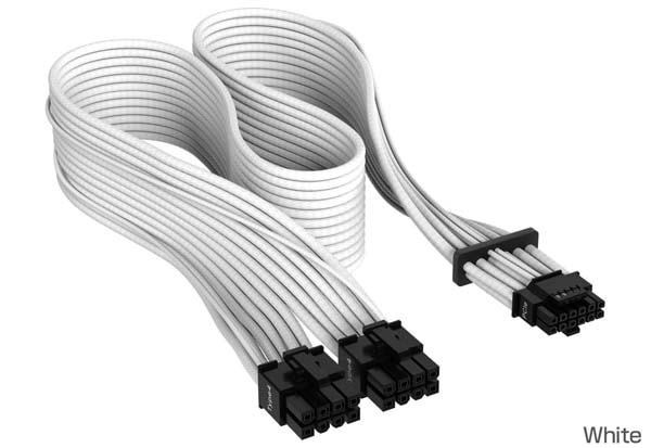 Corsair Premium Individually Sleeved 12+4pin PCIe Gen 5 Type-4 600W 12VHPWR Cable, White 電源ユニット用12VHPWRスリーブケーブル ホワイト｜CP-8920332