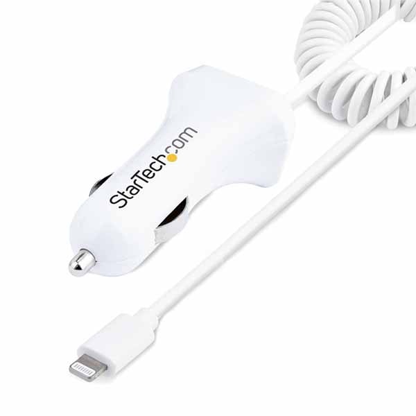 StarTech シガーソケットカーチャージャー/コイル型/Lightningケーブル/1m｜USBLT2PCARW2