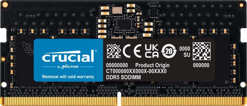 Micron(Crucial) 8GB DDR5 5600MHz(PC5-44800) SODIMM CL46 (16Gbit)｜CT8G56C46S5