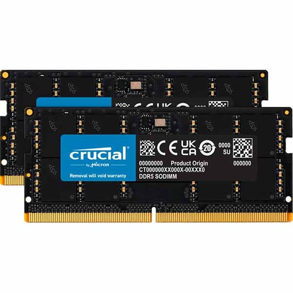 Micron(Crucial) 64GB(2x32GB) DDR5-5600 (PC5-44800) CL46 SODIMM (16Gbit)｜CT2K32G56C46S5