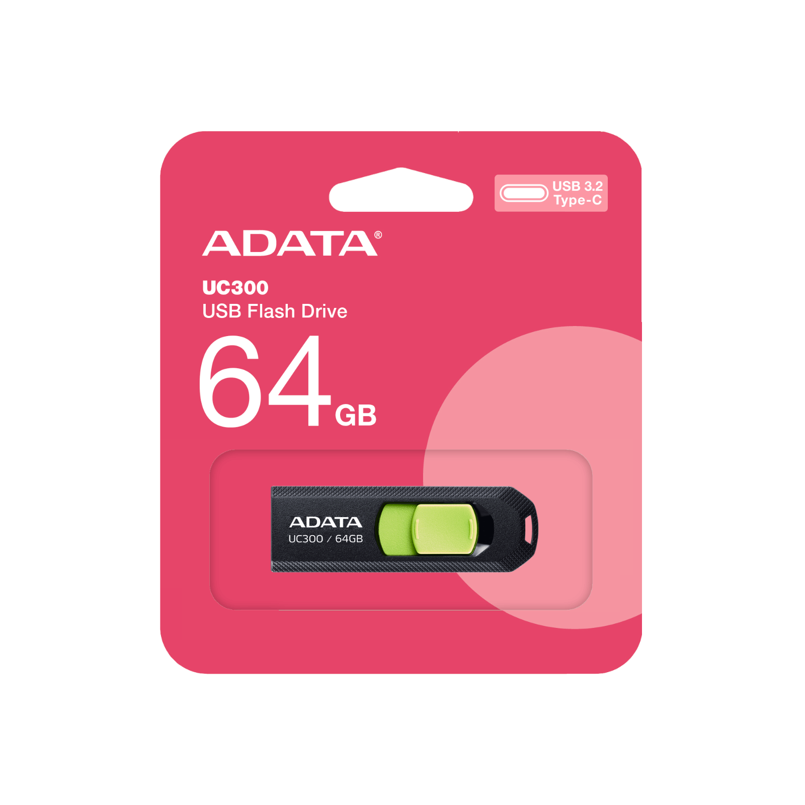 ADATA UC300 USBフラッシュドライブ 64GB USB3.2Gen1 ブラック/グリーン｜ACHO-UC300-64G-RBK/GN