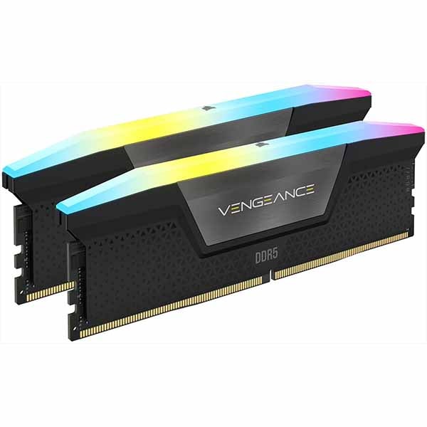 Corsair 64GB(32GBx2) DDR5 5600MT/s （PC5-44800） 40-40-40-77 UDIMM XMP 3.0 VENGEANCE RGB ブラック 1.25V｜CMH64GX5M2B5600C40