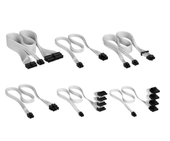 Corsair Premium Individually Sleeved Type-5 PSU Cables Pro Kit White スリーブケーブルセット ホワイト｜CP-8920293