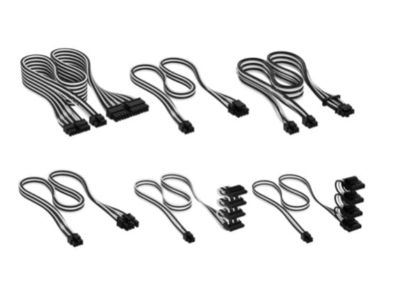 Corsair CORSAIR Premium Individually Sleeved Type-5 PSU Cables Pro Kit Black/White スリーブケーブルセット ブラック＆ホワイト｜CP-8920294
