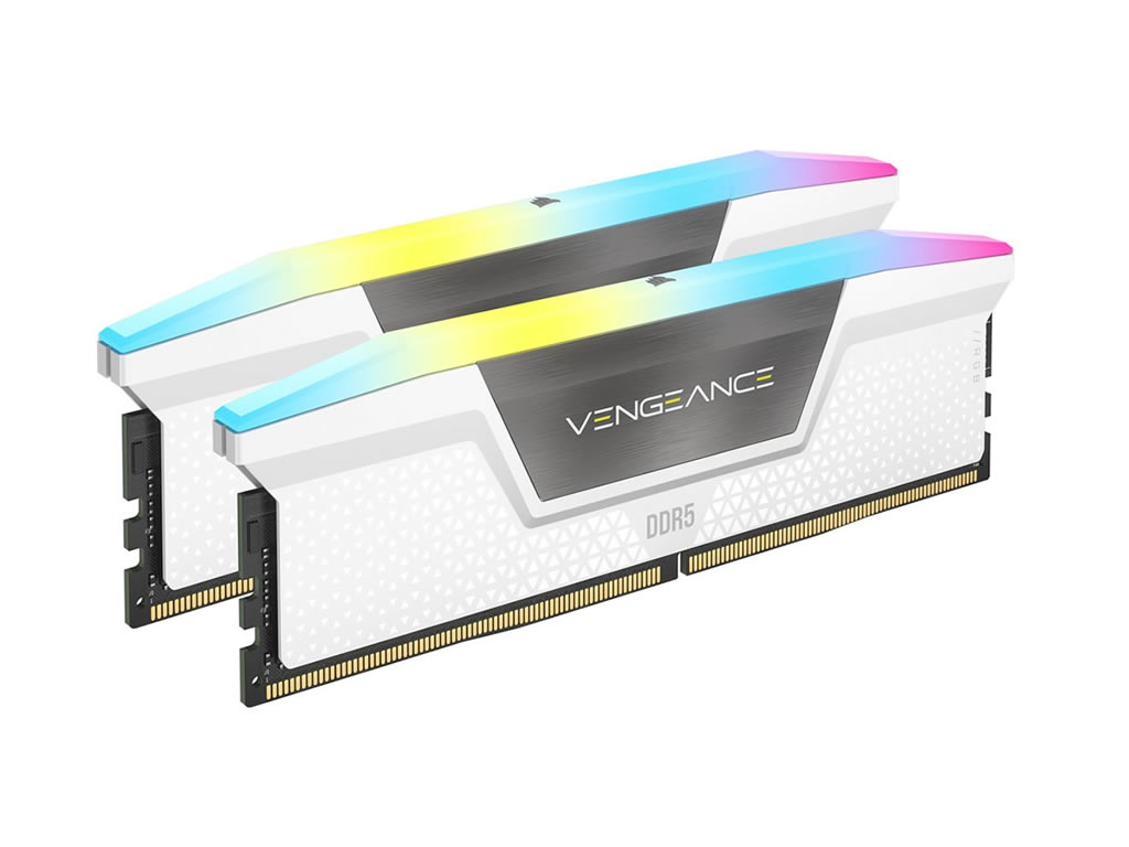 Corsair VENGEANCE RGB 64GB(32GBx2) DDR5 5600MHz(PC5-44800) UDIMM 36-36-36-76 XMP 3.0White Black PCB 1.25V｜CMH64GX5M2B5600C36W
