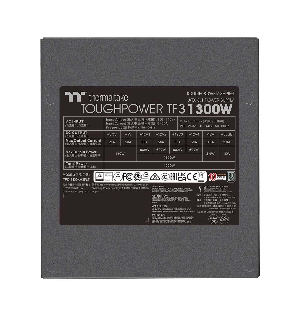Thermaltake TOUGHPOWER TF3 1300W ATX3.1 -TITANIUM- 電源ユニット|PS-TPD-1300FNFATJ-1 - 画像 (10)