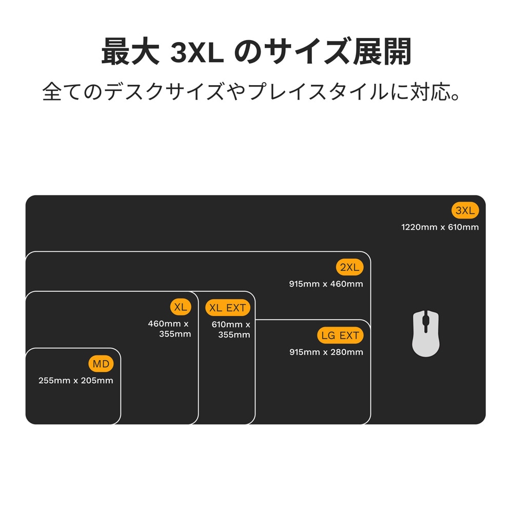 Glorious Mouse Pad 2 Large Extended - Stitched - Black 布製ゲーミングマウスパッド (915 x 280mm) ブラック|GLO-MP2-CLTH-STC-LE-BLK - 画像 (10)