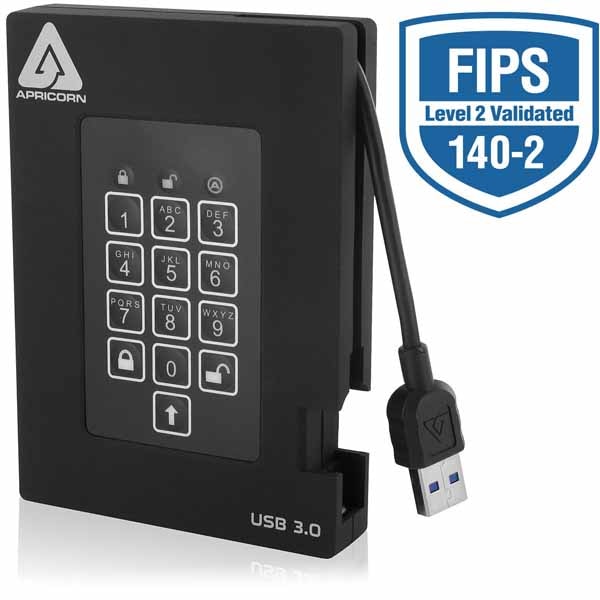 Apricorn Aegis Padlock Fortress USB3.0 暗証番号対応 ポータブルSSD 256GB｜A25-3PL256-S256F(R2)