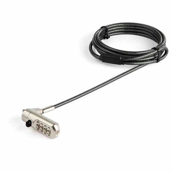 StarTech パソコン盗難防止セキュリティワイヤー 2m Nano Saverスロット対応4桁ダイヤル式ロック｜LTLOCKNANO