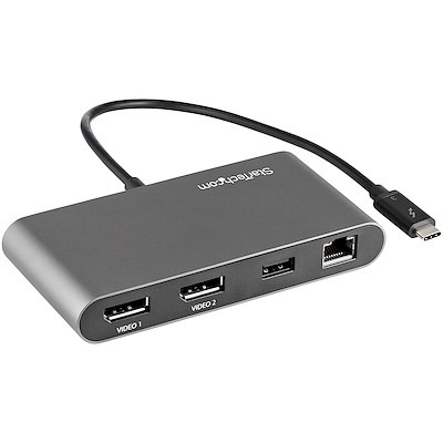 StarTech Thunderblot 3 ハブ ミニドック デュアル 4K/60Hz DisplayPort/USB-A｜TB3DKM2DPL