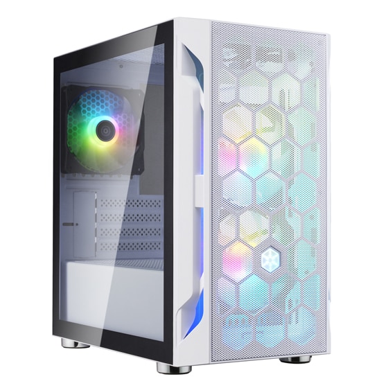 SILVERSTONE FARA H1M PRO Micro-ATXゲーミングケース 強化ガラス、ARGBファン装備 ホワイト｜SST-FAH1MW-PRO
