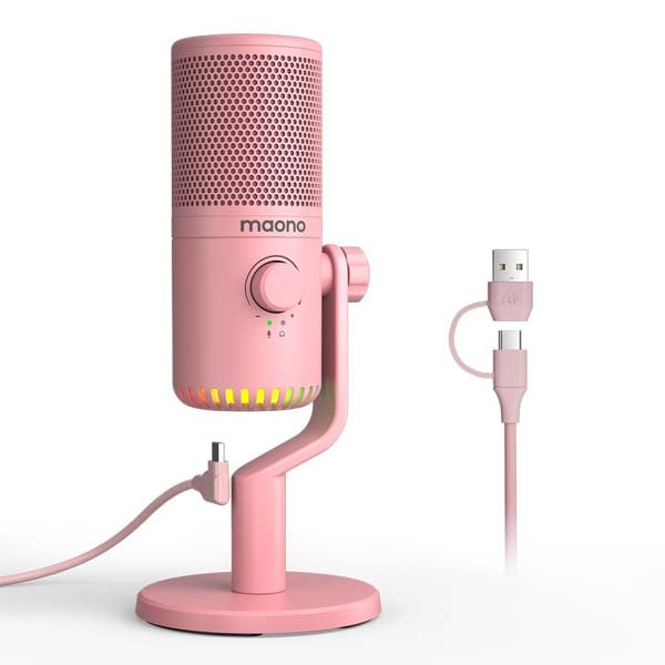 Maono DM30 RGB USBマイク Pink ゲーム実況/配信向け USBコンデンサーマイク ピンク｜DM30 Pink