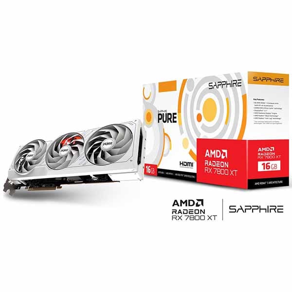 Sapphire SAPPHIRE PURE Radeon RX 7800 XT GAMING OC 16GB GDDR6 オーバークロック仕様のグラフィックボード ホワイト｜SAP-PURERX7800XTOC16GB/11330-03-20G