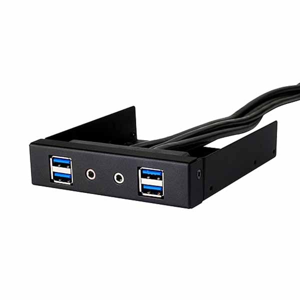 SILVERSTONE FP32-E 外部3.5"ベイ用 ヘッドフォン＋マイク端子、USB 3.0×4ポート増設パネル ブラック｜SST-FP32B-E