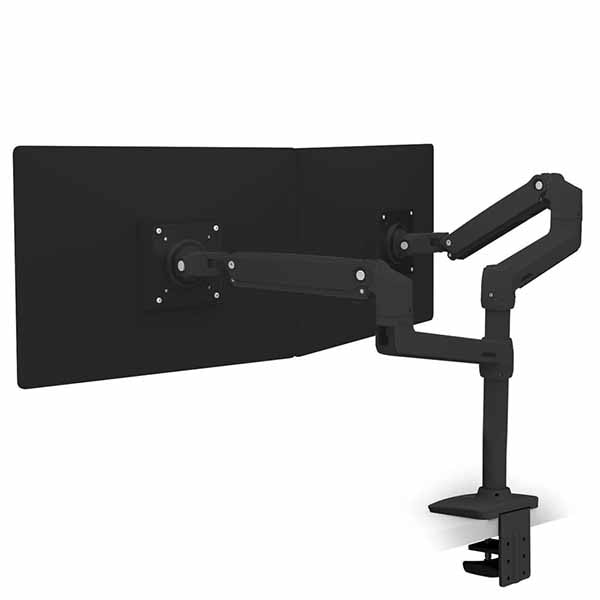 ERGOTRON LX デスクマウント デュアル モニターアーム 縦/横型 マットブラック 24インチ(6.4～18.1kg)まで対応｜45-492-224