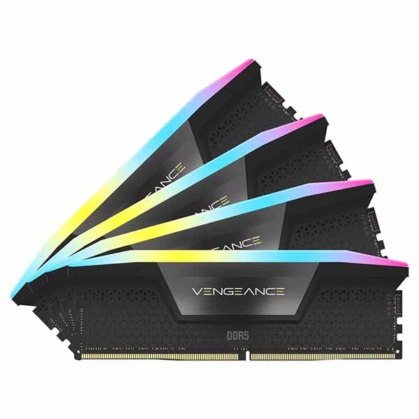 Corsair 64GB(16GBx4) DDR5 6000MT/s CL36 UDIMM XMP 3.0 VENGEANCE RGB ブラック 1.35V for Intel｜CMH64GX5M4B6000C36