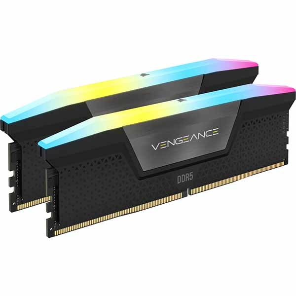 Corsair 32GB(16GBx2) DDR5 6000MT/s CL36 UDIMM XMP 3.0 VENGEANCE RGB ブラック 1.25V｜CMH32GX5M2B6000C36