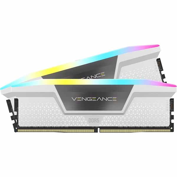 Corsair 32GB(16GBx2) DDR5 6000MT/s (PC5-48000) 36-38-38-76 UDIMM XMP3.0 VENGEANCE RGB ホワイト 1.25V｜CMH32GX5M2B6000C36W