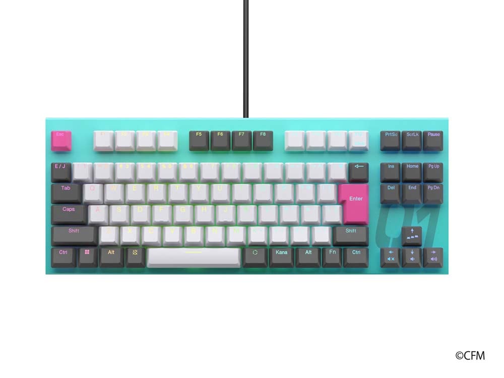 東プレ REALFORCE GX1 GAMING KEYBOARD 日本語 テンキーレス 45g 初音ミクデザイン ゲーミングキーボード｜X1UCM1