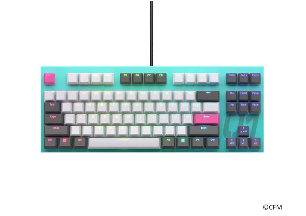 東プレ REALFORCE GX1 初音ミクコラボカラーデザインモデル テンキーレス 87キー 英語配列 45g荷重 ゲーミングキーボード｜X1UDM1