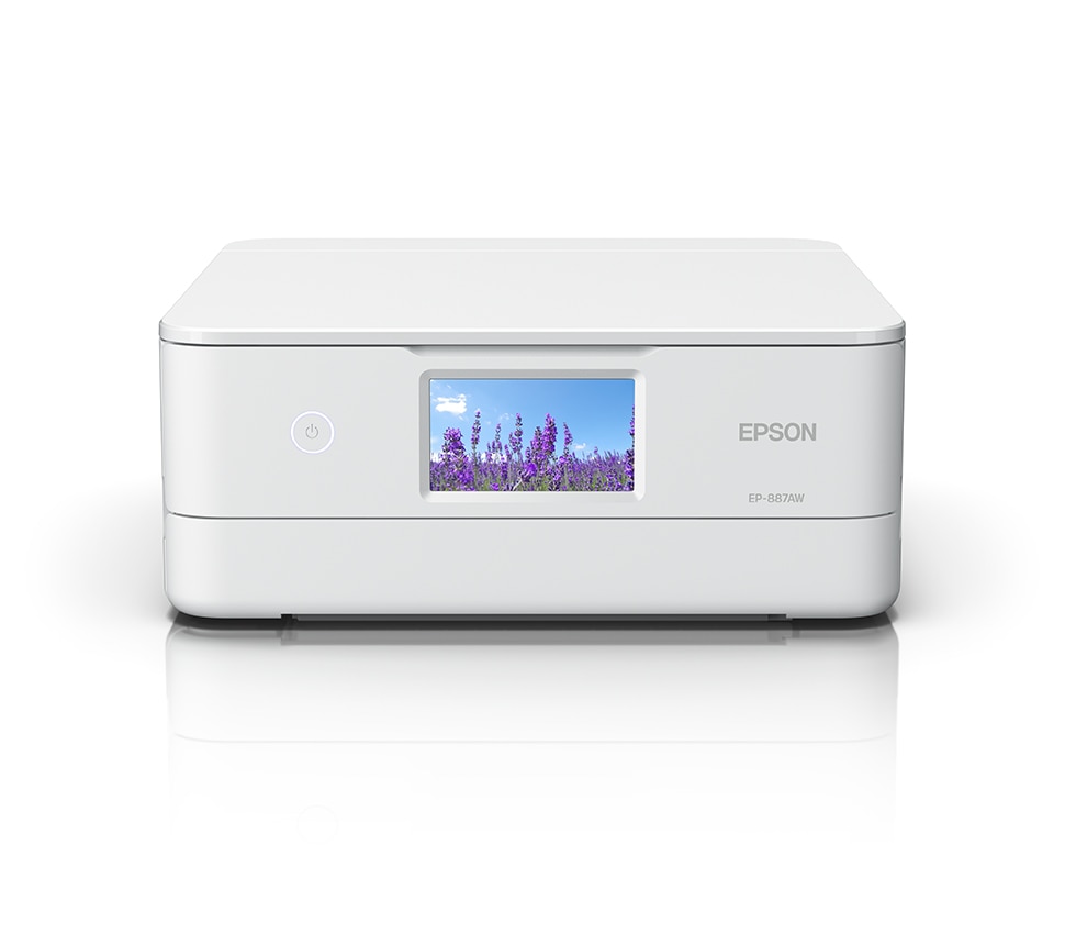 EPSON Colorio A4カラーインクジェット複合機 EP-887AW 6色染料 ホワイト コンパクト&スタイリッシュ｜EP-887AW
