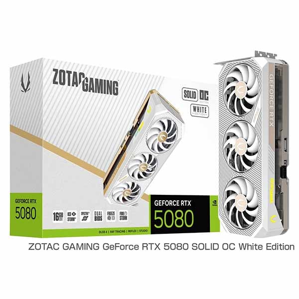 ZOTAC GAMING GeForce RTX 5080 SOLID OC White Edition 16GB GDDR7 グラフィックボード｜RTX5080SOLIDOCW16G/ZT-B50800Q-10P