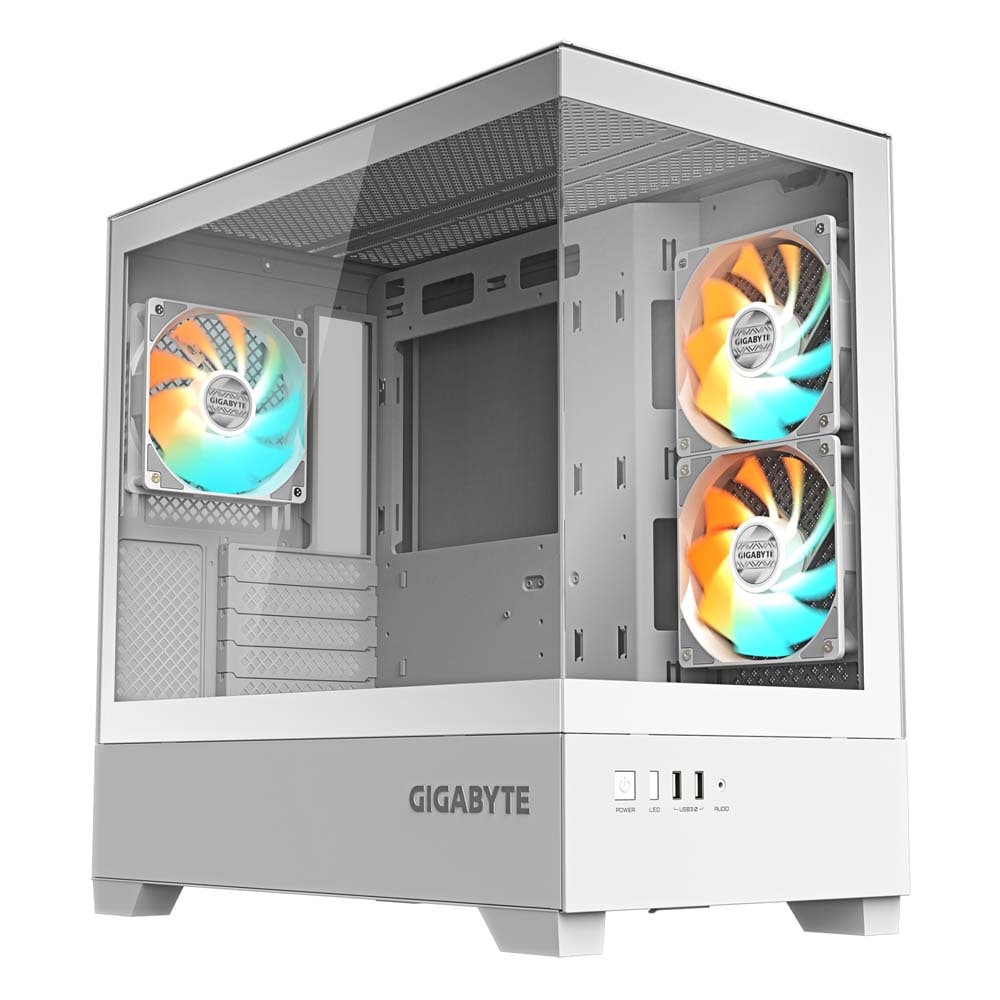GIGABYTE C201 PANORAMIC ICE ピラーレスデザインのPCケース ホワイト｜C201PI