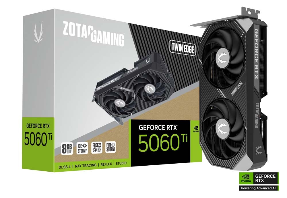 ZOTAC GAMING GeForce RTX 5060 Ti 8GB Twin Edge グラフィックスカード｜RTX5060Ti8GBTW/ZT-B50610E-10M