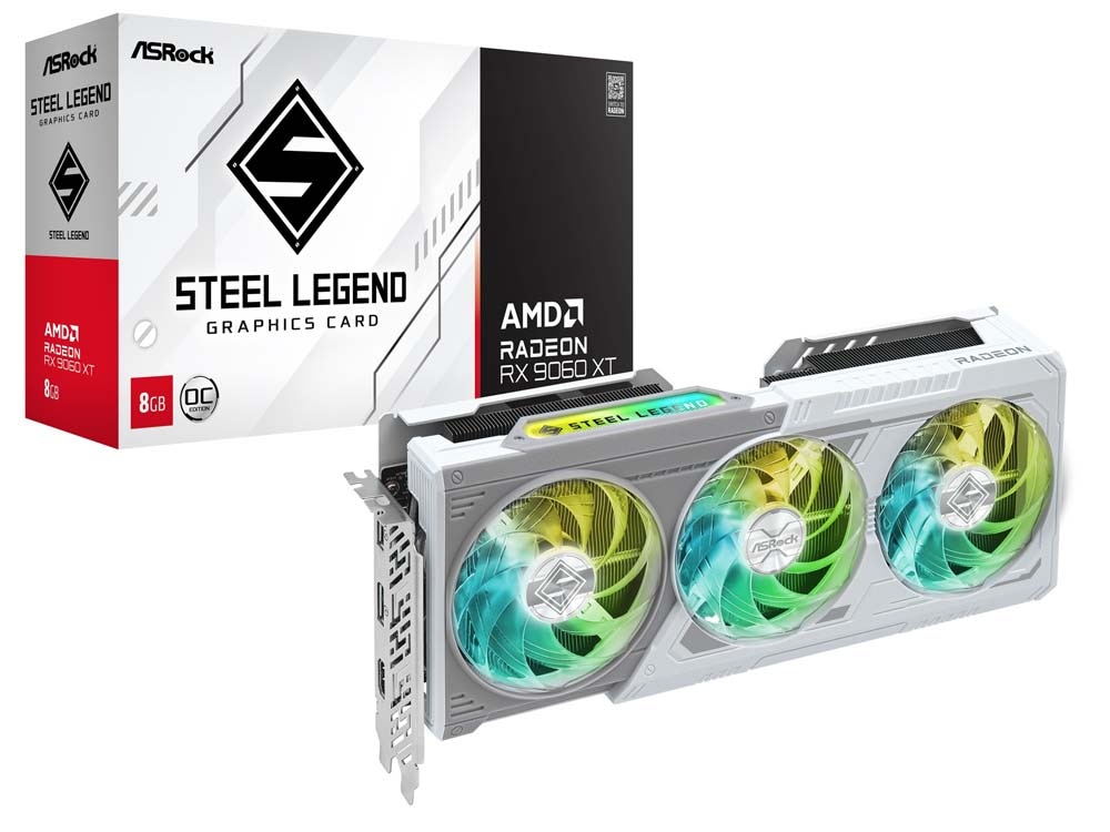 ASRock Radeon RX 9060XT Steel Legend 8G OC グラフィックボード｜RX9060XT SL 8GO