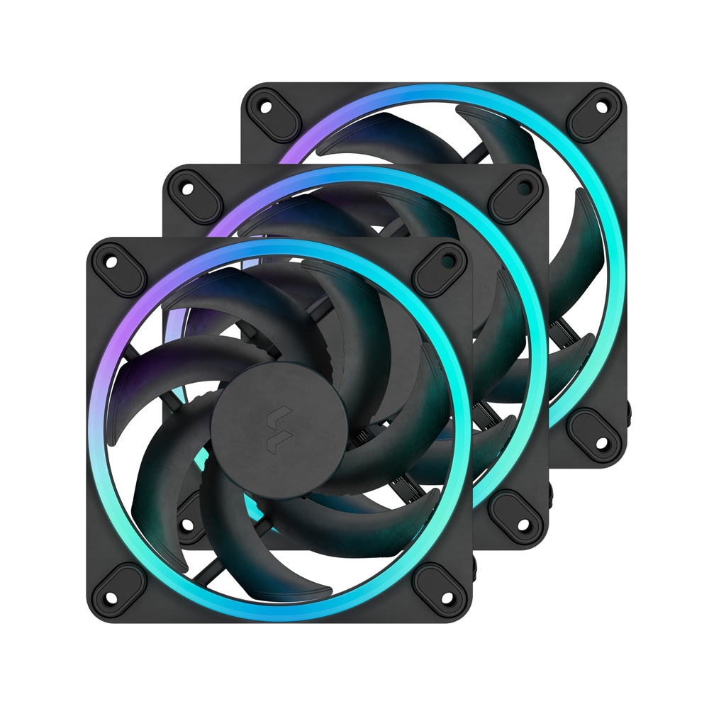 Fractal Design Momentum 12 RGB 3-pack Black 120mm PCケースファン 3個パック ブラック｜FD-F-MR1-1203
