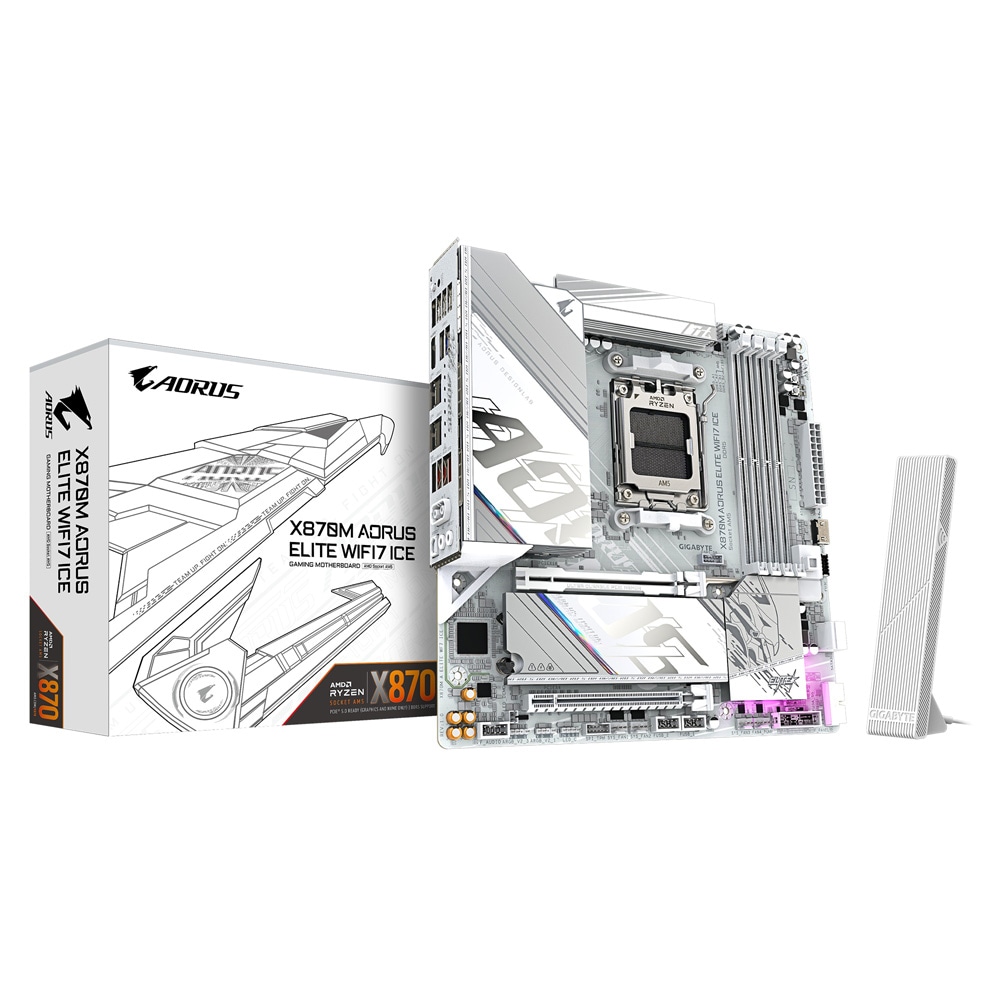 GIGABYTE X870M AORUS ELITE WIFI7 ICE Micro-ATX マザーボード ホワイト｜X870M A ELITE WF7 ICE