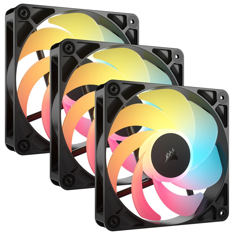 Corsair RS120-R ARGB Triple Reverse Fans 120mm PCケースファン 3個パック ブラック｜CO-9050196-WW