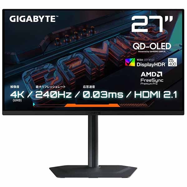 【アウトレット特価・新品】GIGABYTE MO27U2 ゲーミングディスプレイ 27インチ4K 240 Hz OLED｜GIGABYTE MO27U2