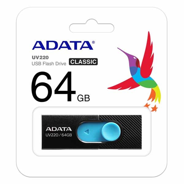 ADATA UV220 USBフラッシュドライブ 64GB USB2.0 ブラック/ブルー|AUV220-64G-RBKBL - 画像 (3)