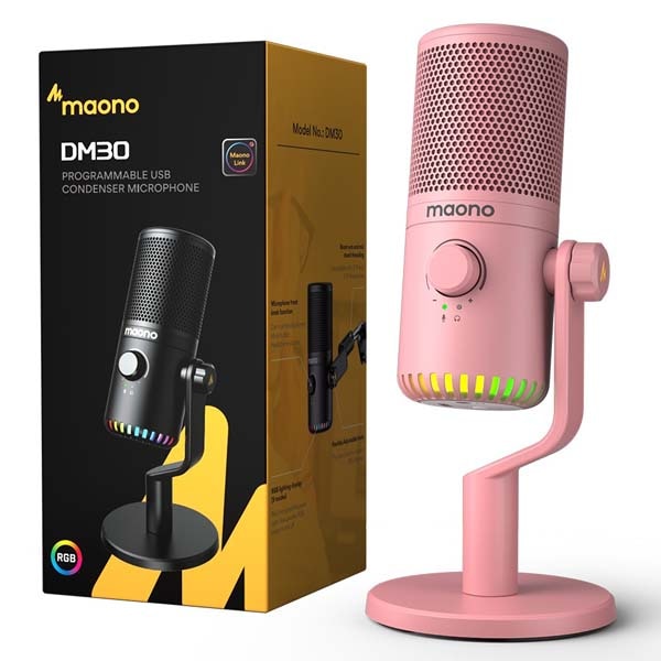 Maono DM30 RGB USBマイク Pink ゲーム実況/配信向け USBコンデンサーマイク ピンク|DM30 Pink - 画像 (5)
