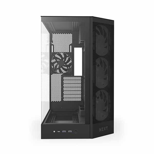 NZXT H9 Flow RGB (2025) - Black 大型デュアルチャンバー構造採用 ミドルタワーATXエアフローケース ブラック|CM-H92FB-R1 - 画像 (2)