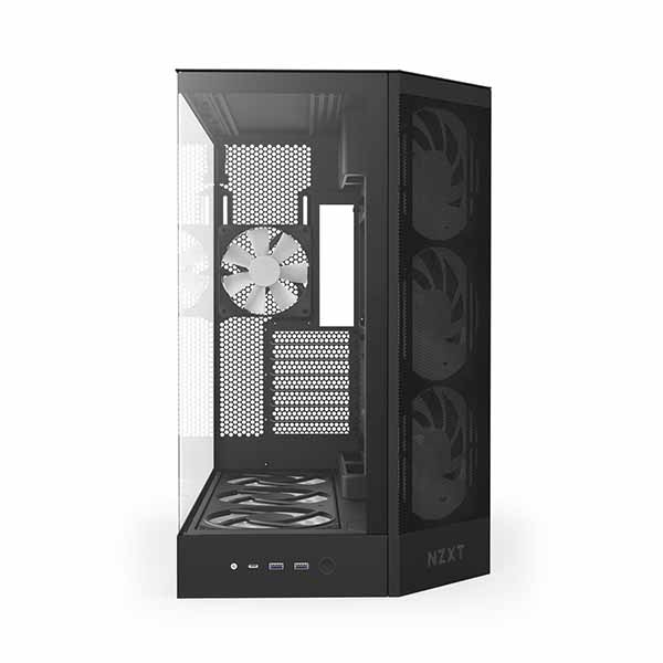 NZXT H9 Flow RGB+ (2025) - Black 大型デュアルチャンバー構造採用 ミドルタワーATXエアフローケース ブラック|CM-H92FB-P1 - 画像 (2)