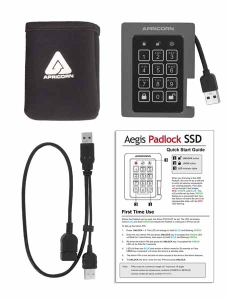 Apricorn Aegis Padlock SSD - USB 3.0 暗号化小型ポータブルストレージ 4TB|ASSD-3PL256-4TBF - 画像 (4)