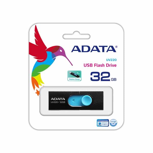 ADATA UV220 USBフラッシュドライブ 32GB USB2.0 ブラック/ブルー|AUV220-32G-RBKBL - 画像 (3)