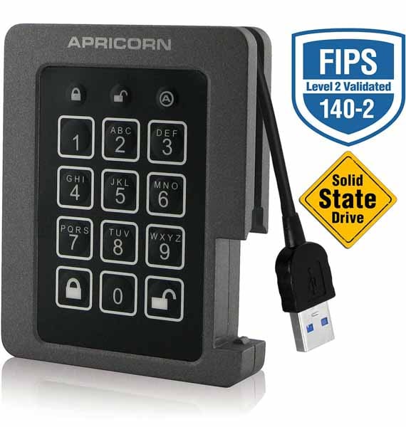 Apricorn Aegis Padlock SSD - USB 3.0 暗号化小型ポータブルストレージ 4TB｜ASSD-3PL256-4TBF