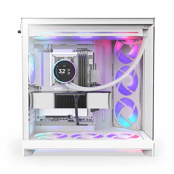 NZXT H9 Flow RGB (2025) - White 大型デュアルチャンバー構造採用 ミドルタワーATXエアフローケース ホワイト|CM-H92FW-R1 - 画像 (4)
