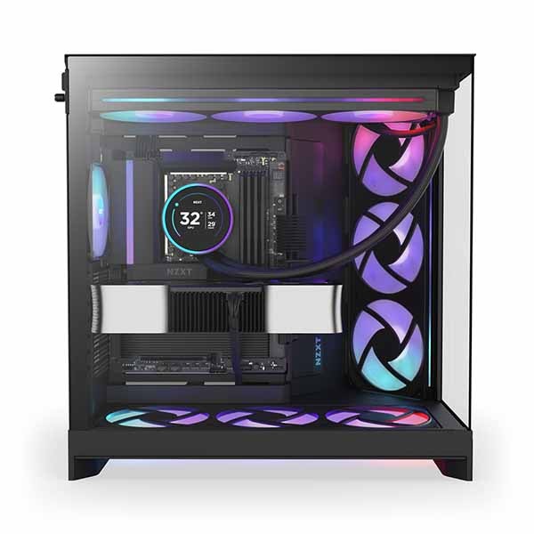 NZXT H9 Flow RGB (2025) - Black 大型デュアルチャンバー構造採用 ミドルタワーATXエアフローケース ブラック|CM-H92FB-R1 - 画像 (4)