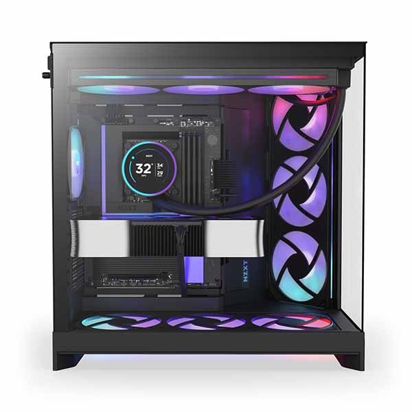 NZXT H9 Flow RGB+ (2025) - Black 大型デュアルチャンバー構造採用 ミドルタワーATXエアフローケース ブラック|CM-H92FB-P1 - 画像 (4)