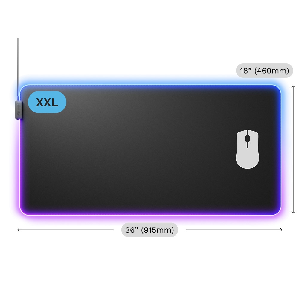 Glorious Mouse Pad 2 GLED - XXL- Black RGBライティング搭載 布製ゲーミングマウスパッド XXLサイズ (915 x 460mm) ブラック|GLO-MP2-GLED-XXL-B - 画像 (4)