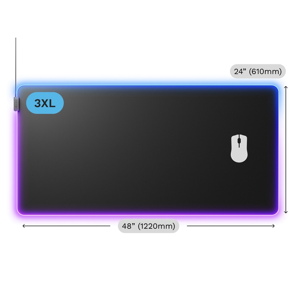 Glorious Mouse Pad 2 GLED - 3XL - Black RGBライティング搭載 布製ゲーミングマウスパッド 3XLサイズ (1220 x 610mm) ブラック|GLO-MP2-GLED-3XL-B - 画像 (4)